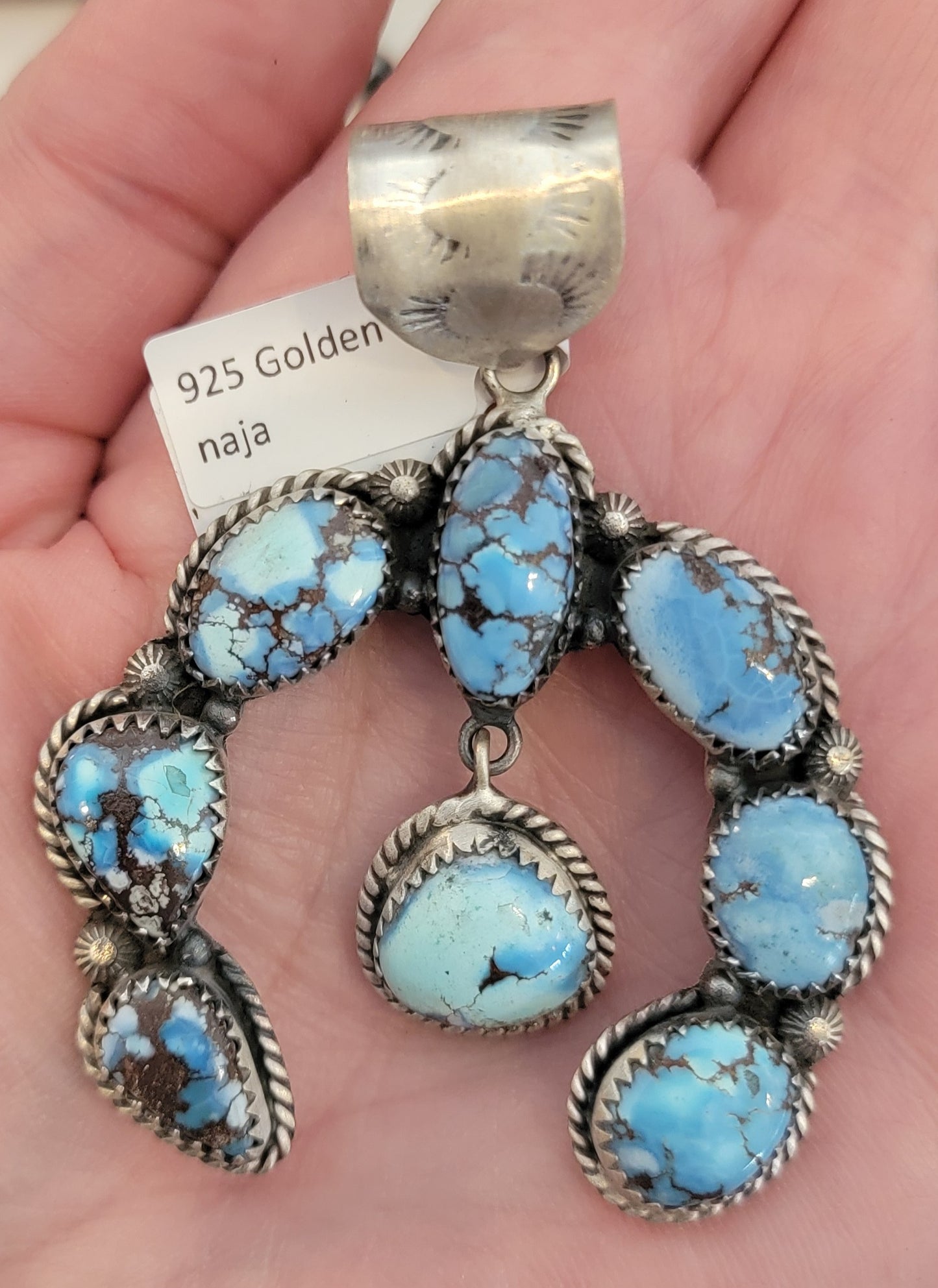 925 Golden Hills turquoise naja pendant