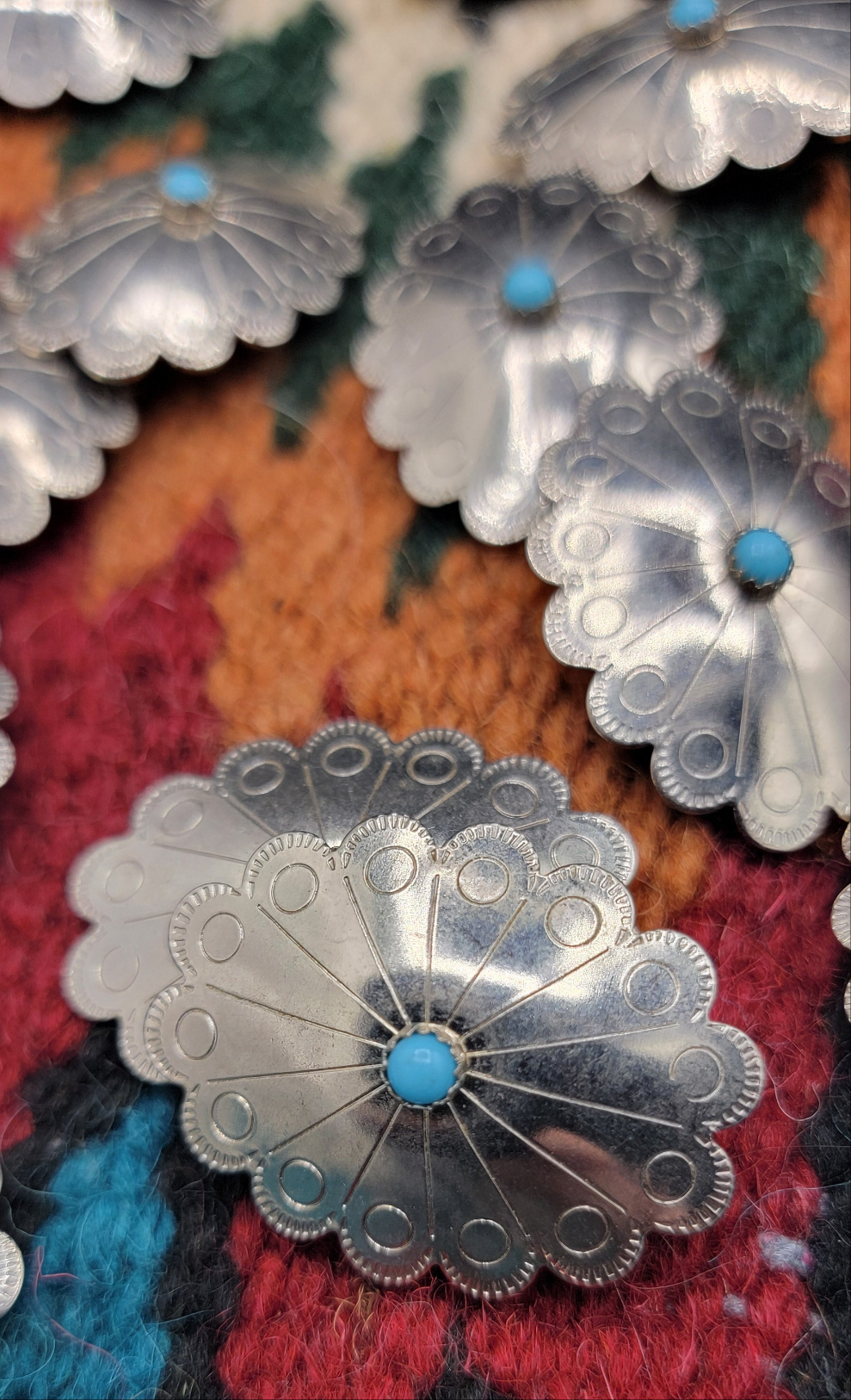 Vintage native American turquoise conchos set of 13