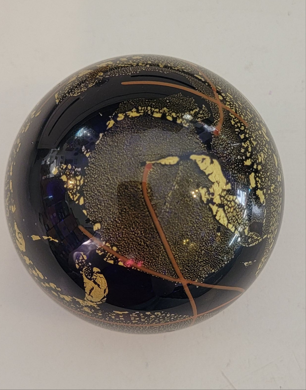 Glass Eye Studio Cobalt With Gold Paperweight