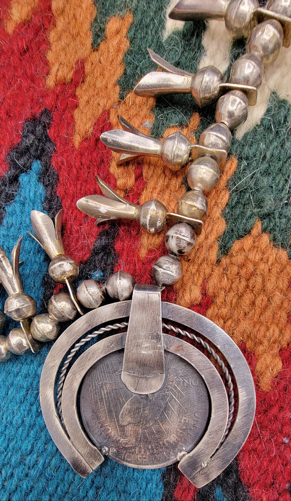 925 squash blossom 22" necklace with 1922 liberty dollar coin