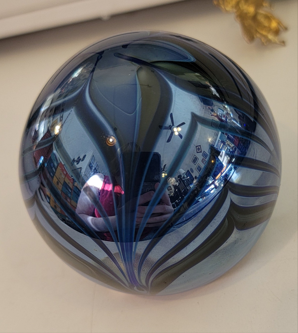 Randy Strong Signed Pulled Feather Paperweight With Stand