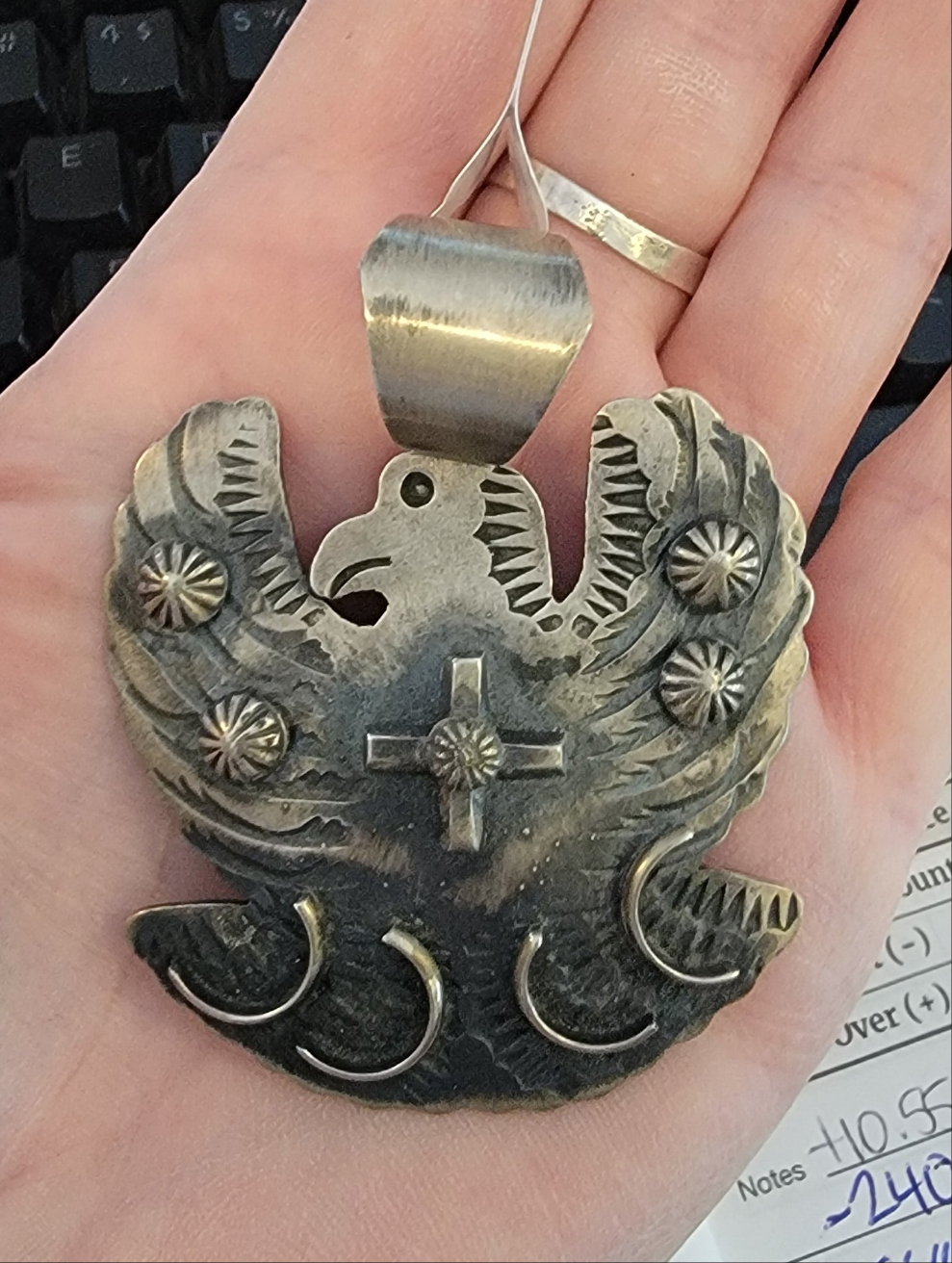 Native Chimney Butte sterling silver thunderbird pendant
