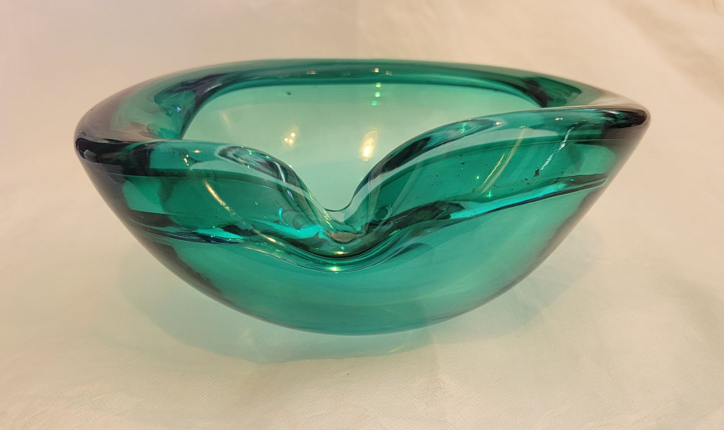 Teal Murano glass ashtray