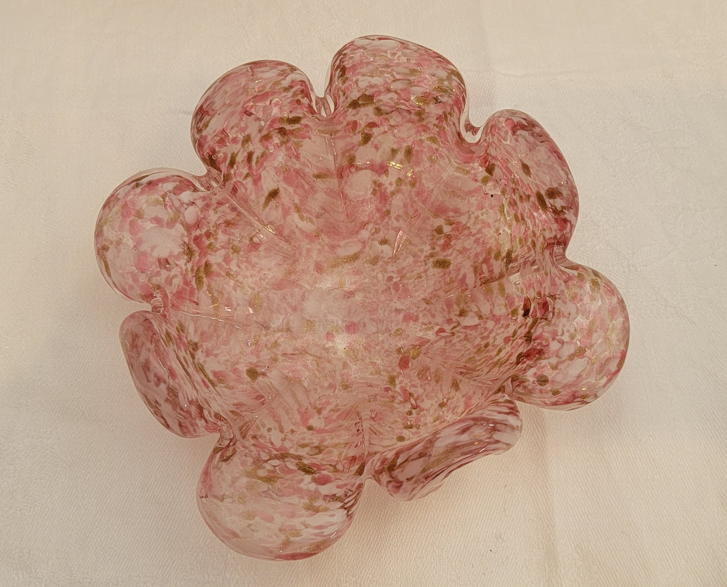 Pink and gold Murano dish
