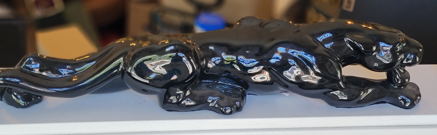 Gorgeous MCM 24" long black panther with green gemstone eyes