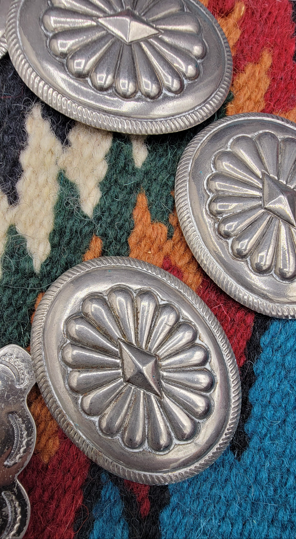 Vintage native American conchos and belt buckle set of 8