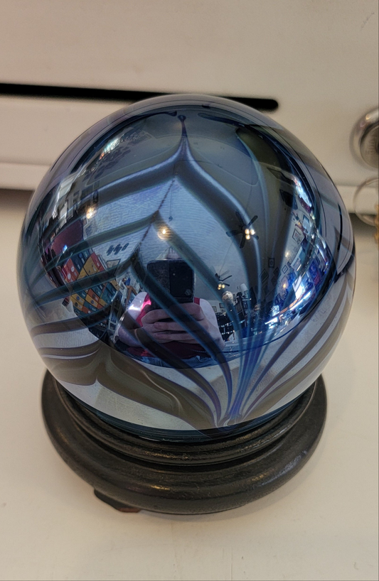 Randy Strong Signed Pulled Feather Paperweight With Stand