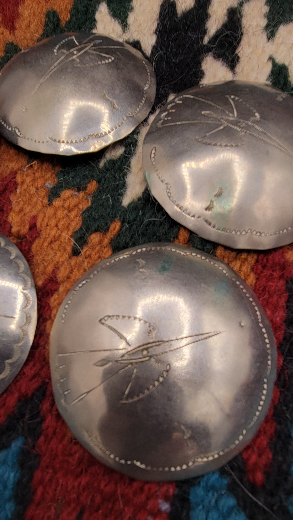 Vintage native American made conchos set of 5