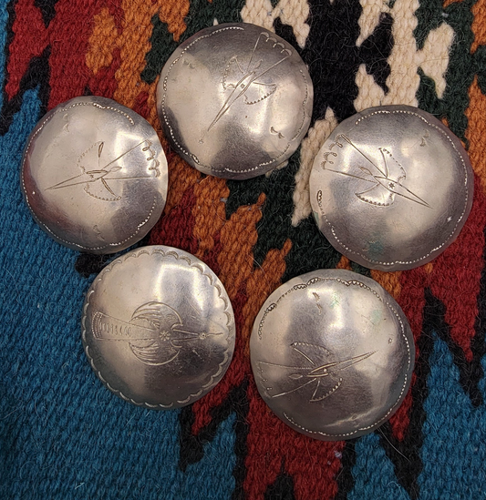 Vintage native American made conchos set of 5