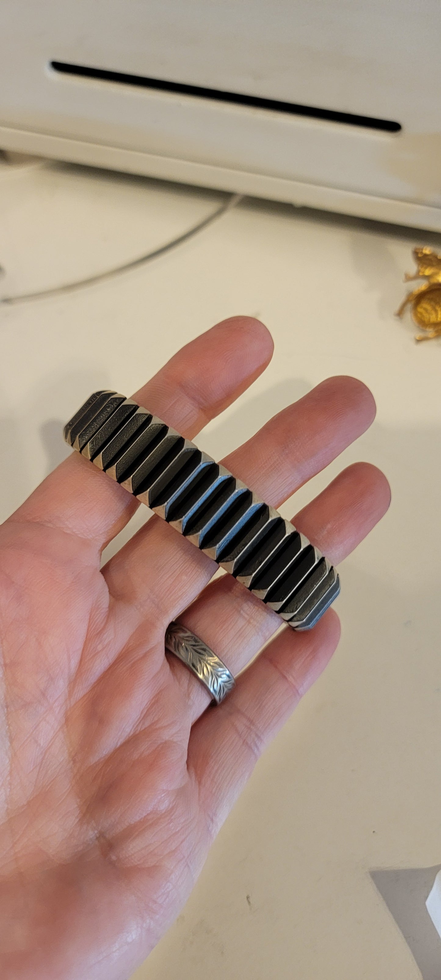 925 native American cuff signed Leander Tahe size 7.5