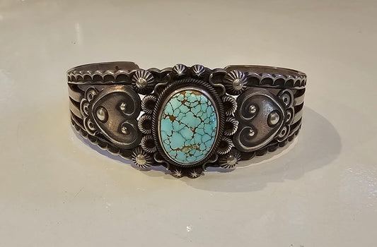 Delbert Gordon #8 turquoise Navajo cuff size 6.5