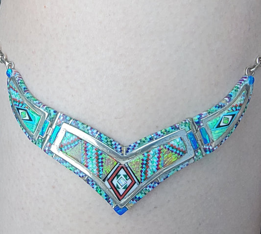 925 multi inlay collar necklace
