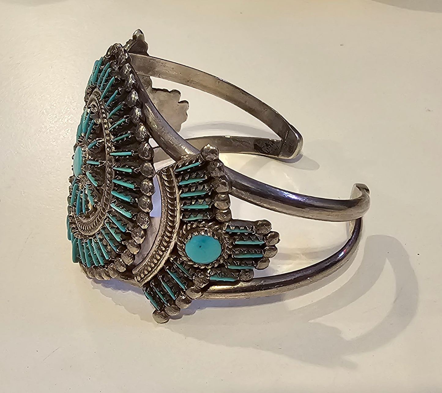 Zuni S Wallace needlepoint turquoise sterling silver cuff size 6.5