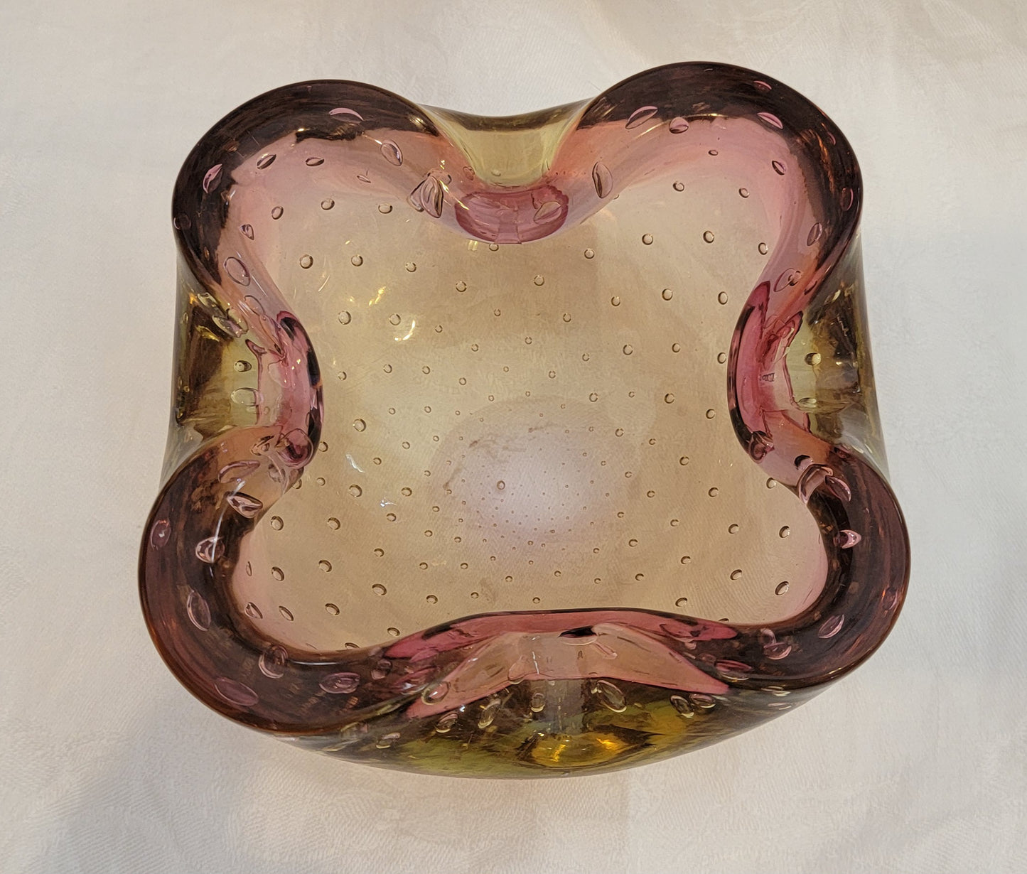 Pink and yellow Murano bowl