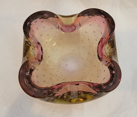 Pink and yellow Murano bowl