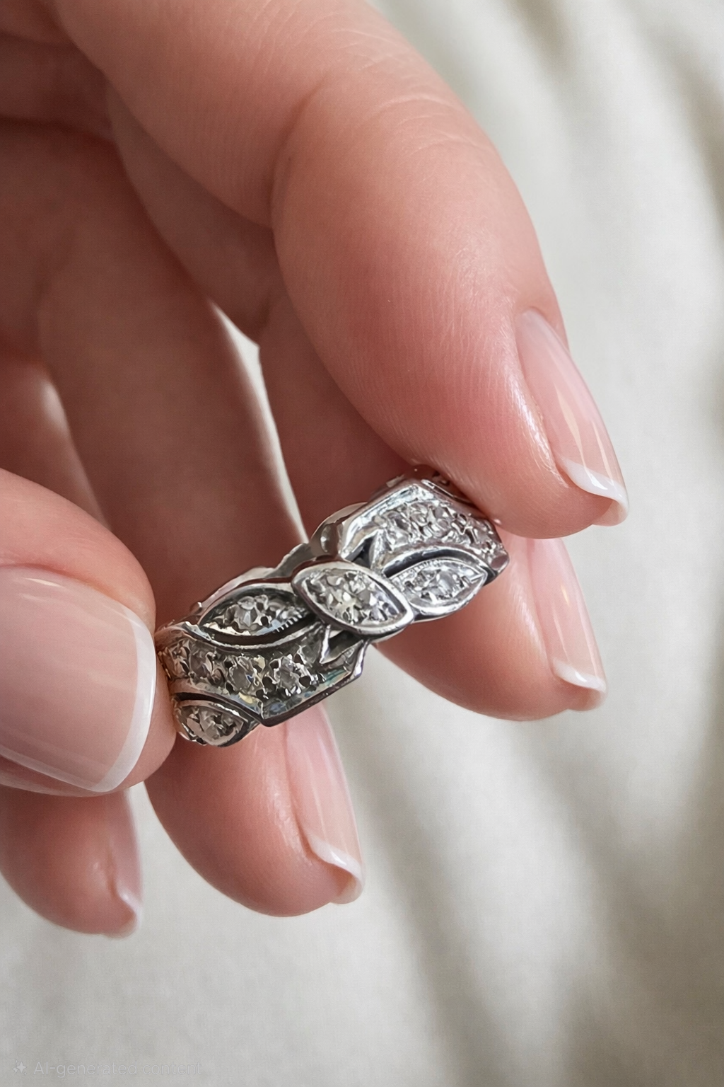 Art Deco era platinum and diamond ring sz 6.5