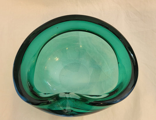 Teal Murano glass ashtray